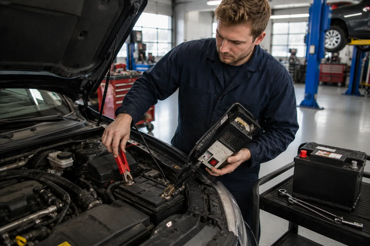 Car battery testing and replacement at Big O Tires Burnaby